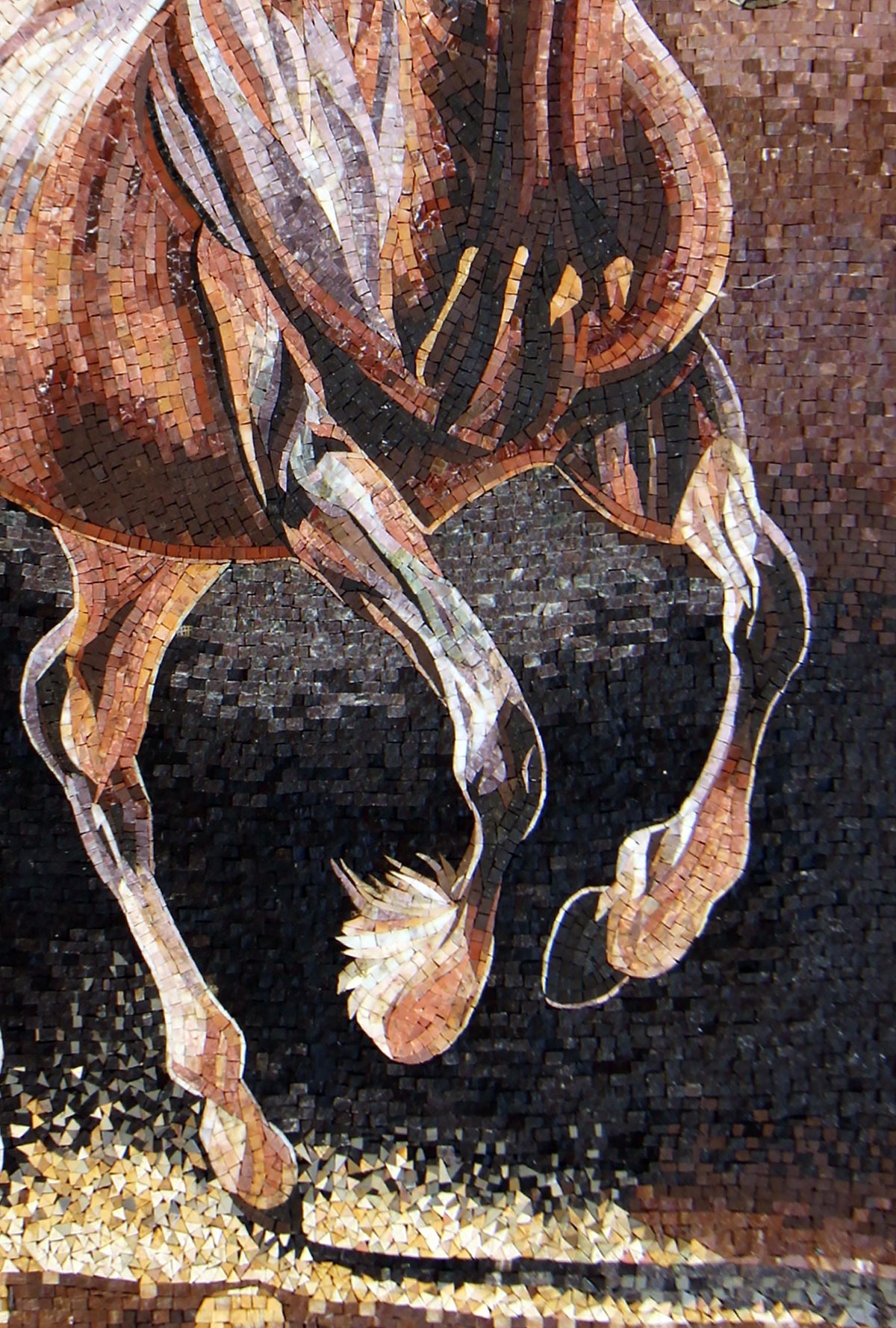 Handmade Horse Mosaic Tile Art: Marble Stone Wall Decor (52” x 36”)