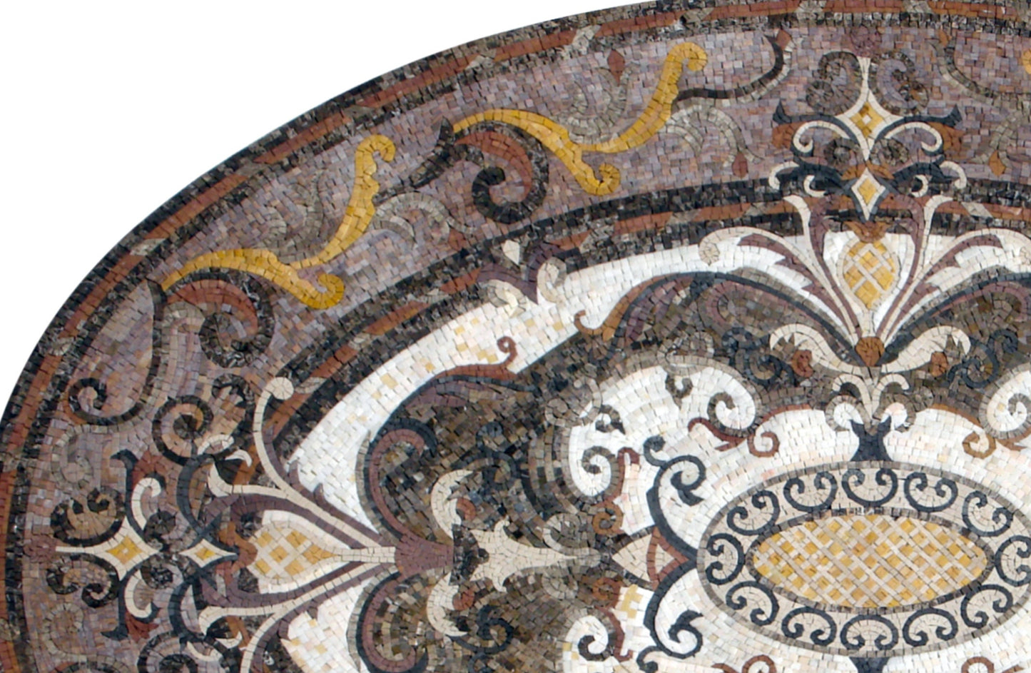 Oval Marble Mosaic Rug: Handmade Stone Medallion (72” x 48")