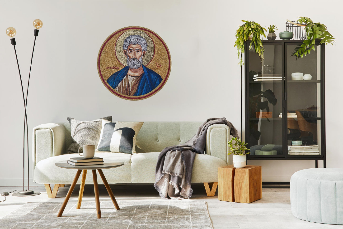 Custom Jesus Christ Round Mosaic Wall Art - Religious Home Decor, Customization available