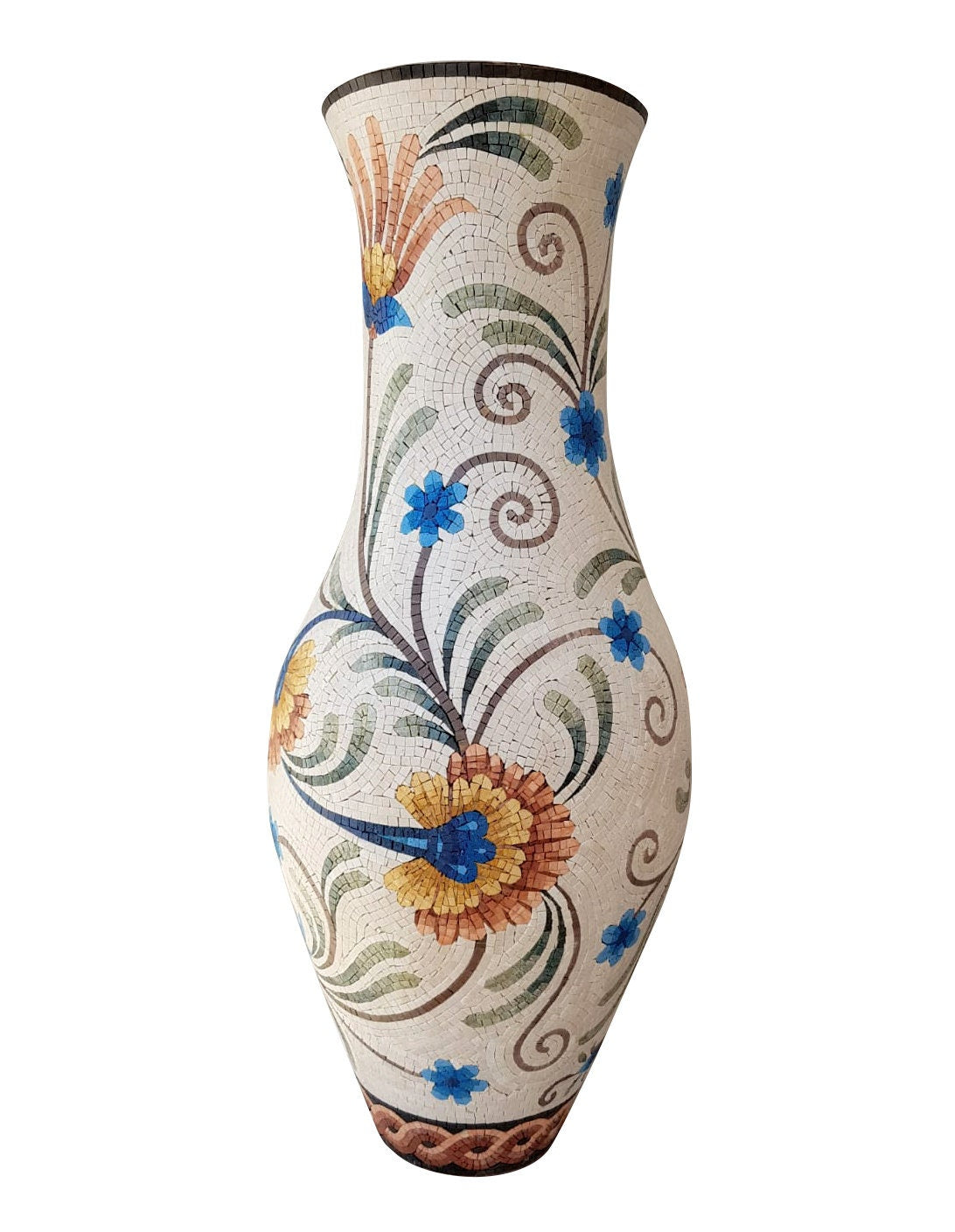 Handmade Marble Stone Mosaic Vase: Floral Home Decor