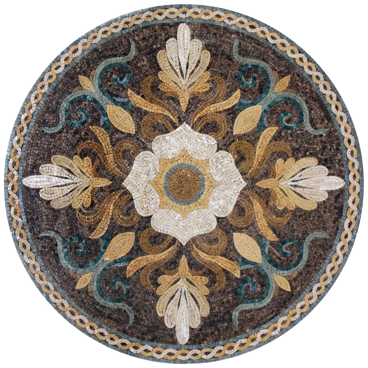 Golden Bloom - Handmade Floral-Inspired Patterned Mosaic Medallion - Customization available