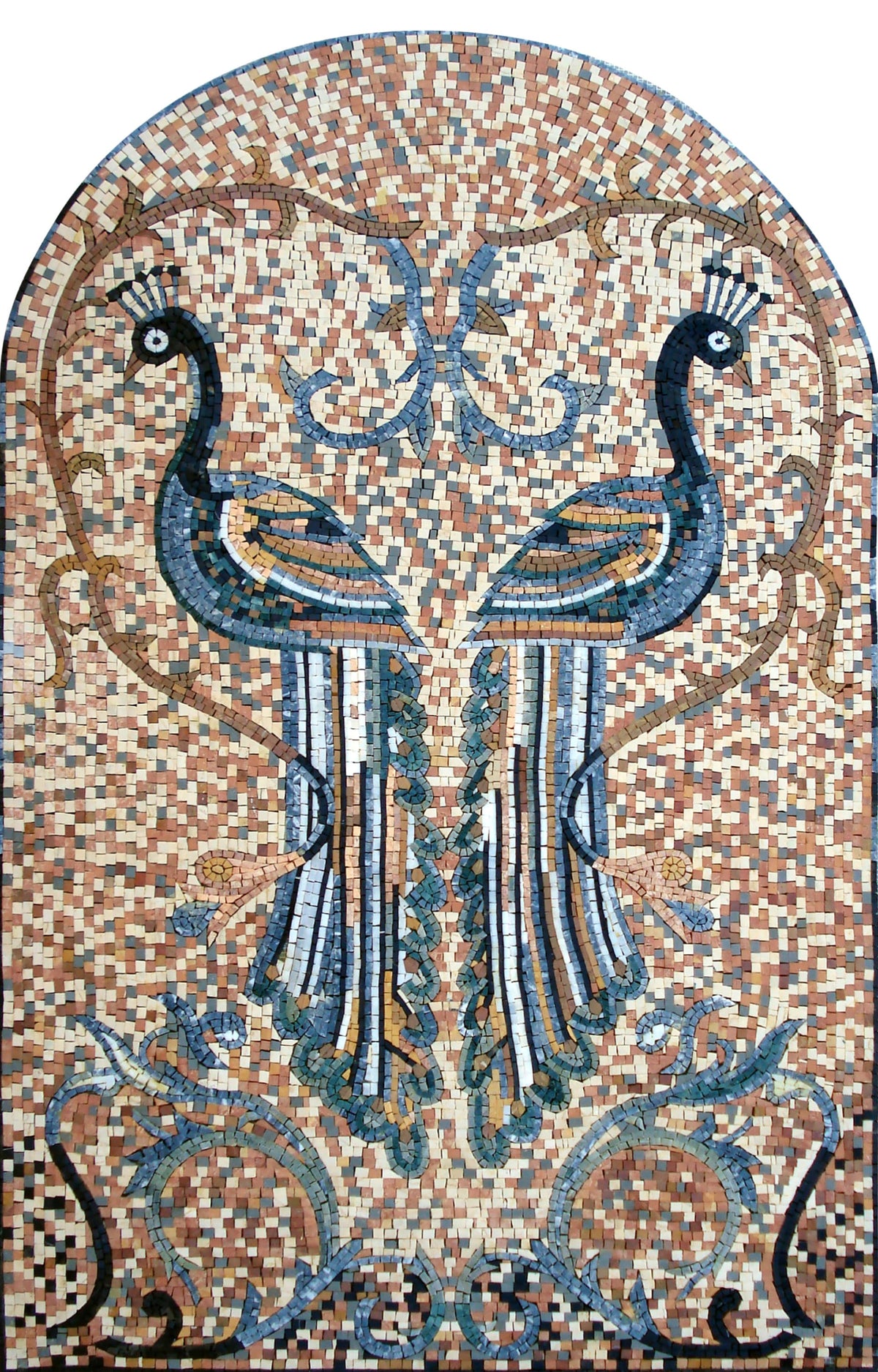 Handmade Peacock Mosaic Backsplash: Marble Tile Wall Art (52” x 34")