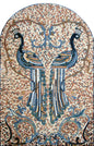 Handmade Peacock Mosaic Backsplash: Marble Tile Wall Art (52” x 34")