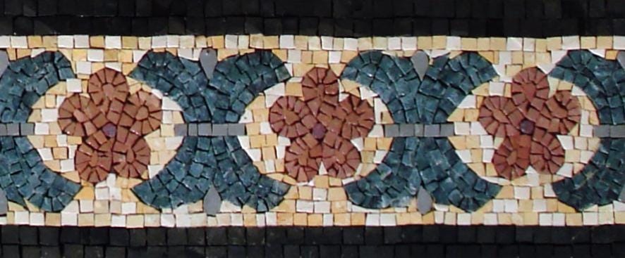 6″ Red & Teal Decorative Mosaic Border – Handmade Tile Pattern, Vibrant Floral Accent, Customization available