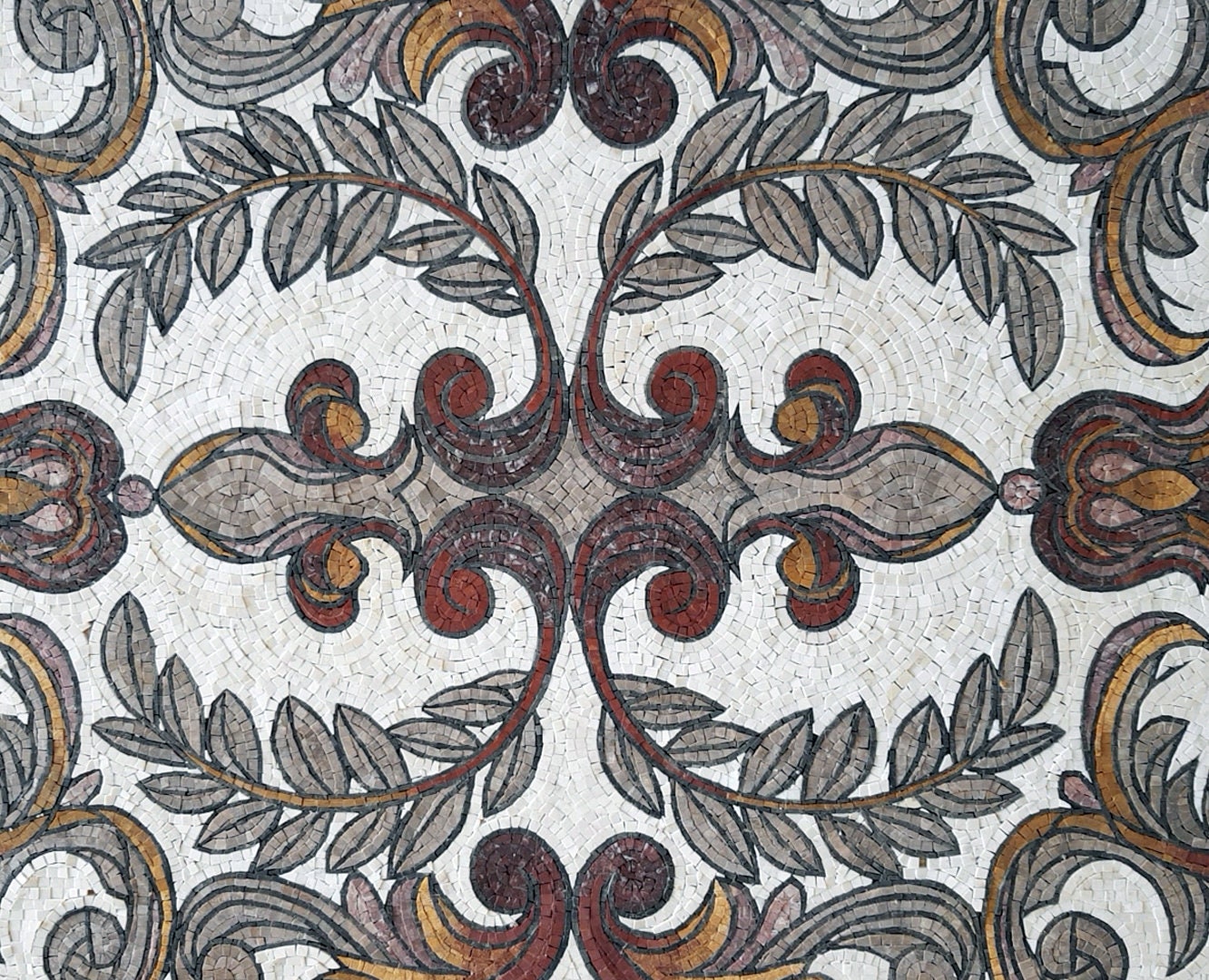 Handmade Marble Mosaic Rug: Modern Stone Area Rug (72” x 48")