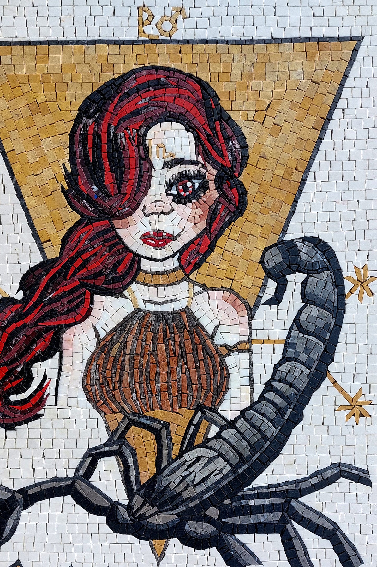 Handmade Scorpio Zodiac Mosaic Tile Art: Home Wall Decor (30" x 20")