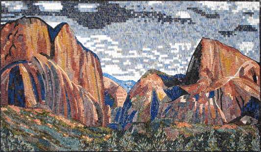 LS039 Landscape Mountains Sky Marble Mosaic Art