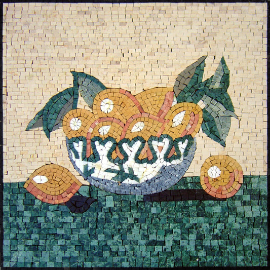 FRUIT MOSAIC MARBLE Art | Fruit Bowl Mosaic Stone Art For Kitchen Wall Décor And Kitchen Stove Backsplash