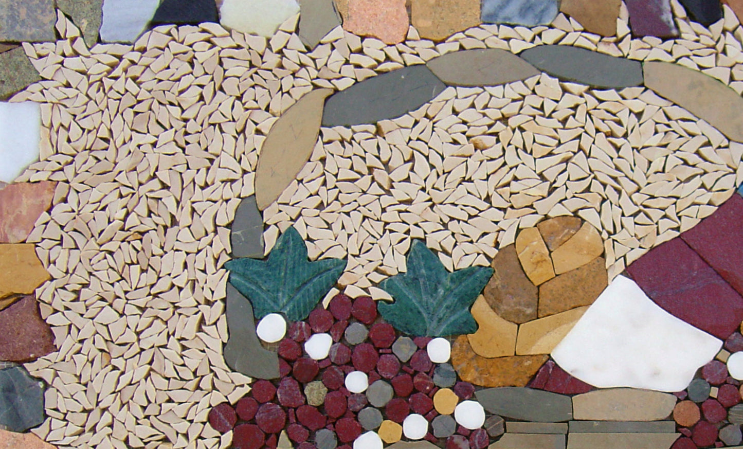 Handmade Wine Basket Mosaic Tile Art: Kitchen Backsplash Decor