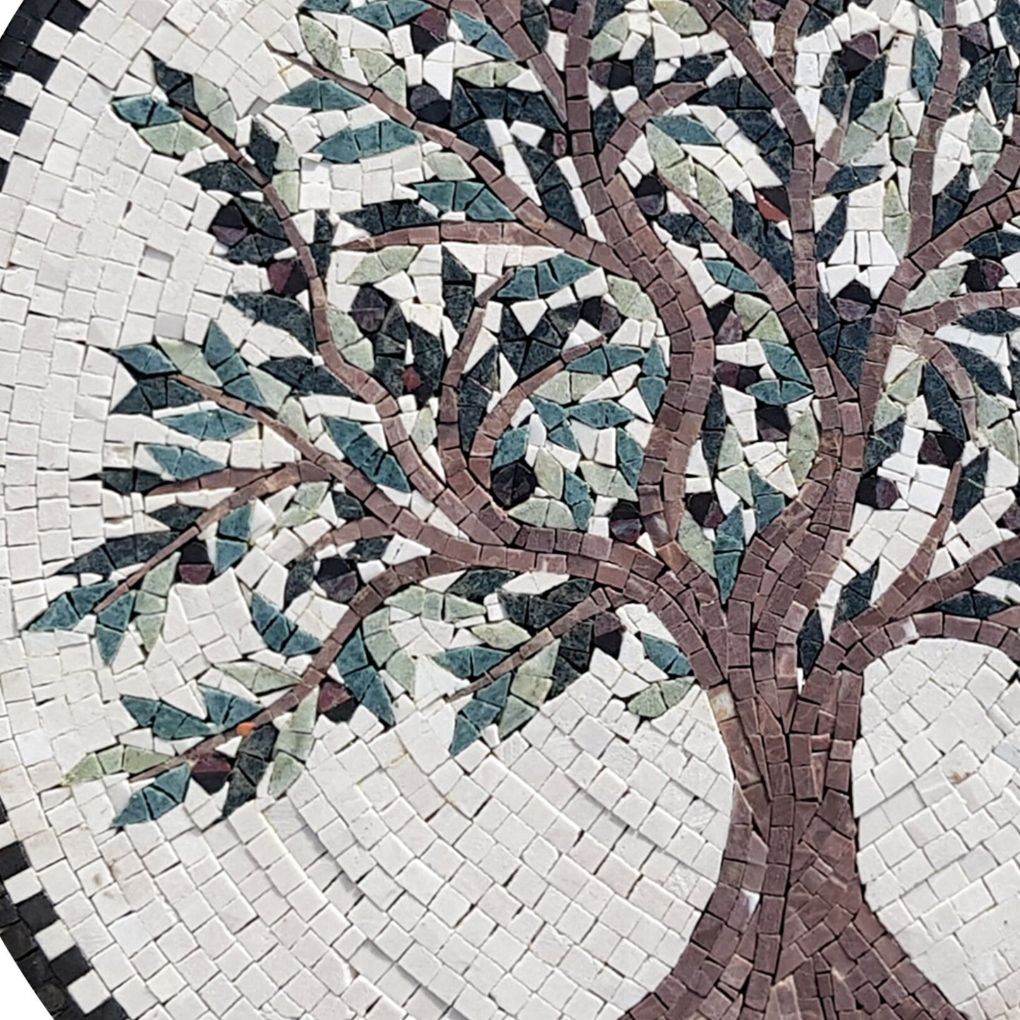 Olive Tree Backsplash Marble Mosaic Medallion Tiles. Customization. Handcrafted Roman Mosaics