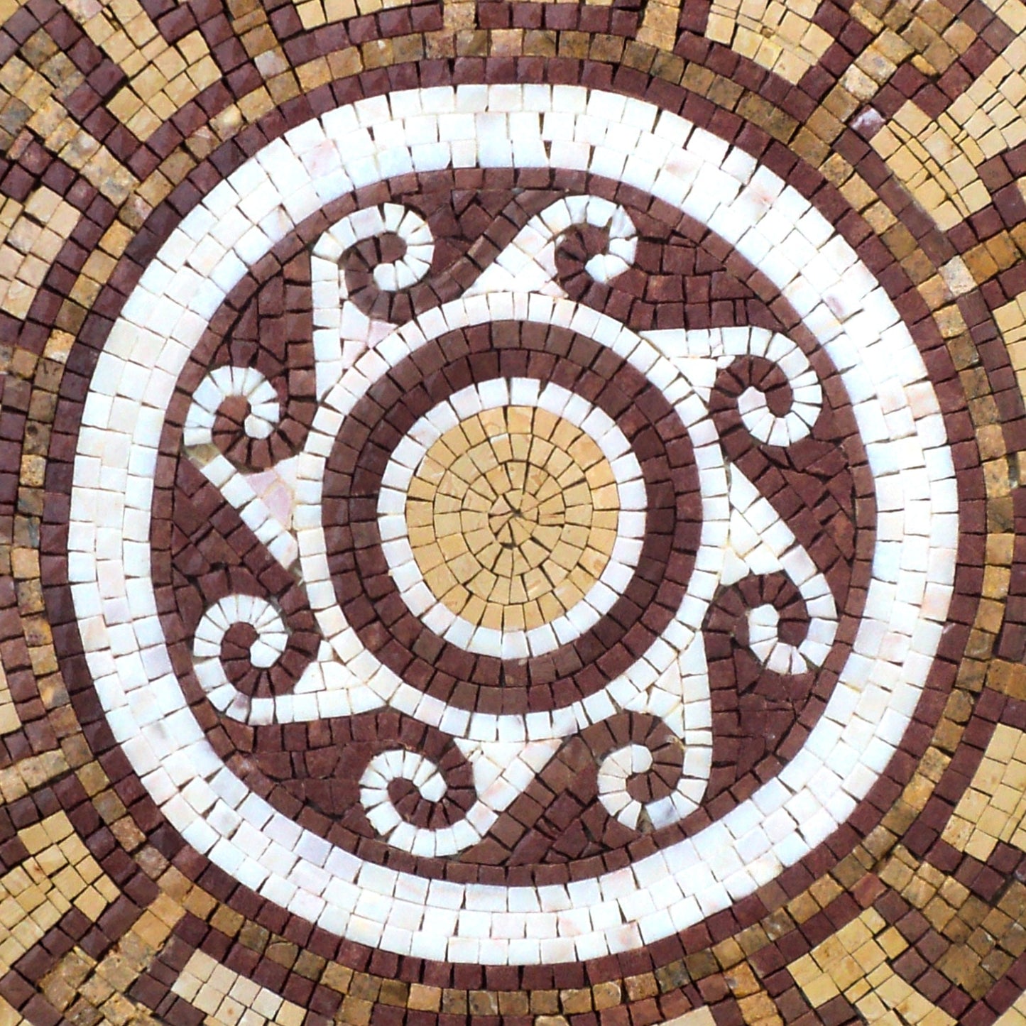 Handmade Marble Mosaic Medallion Tile: 20" Patterned Art Decor
