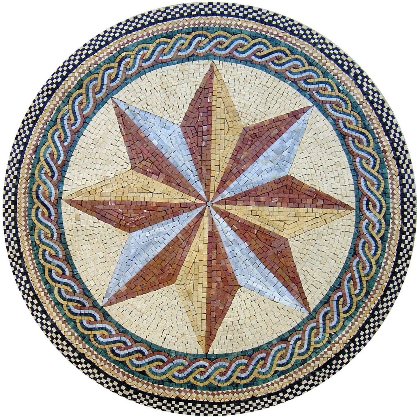 Artisan Elegance -32" Handmade Pattern Mosaic Medallion Art Tile Décor - Customization available