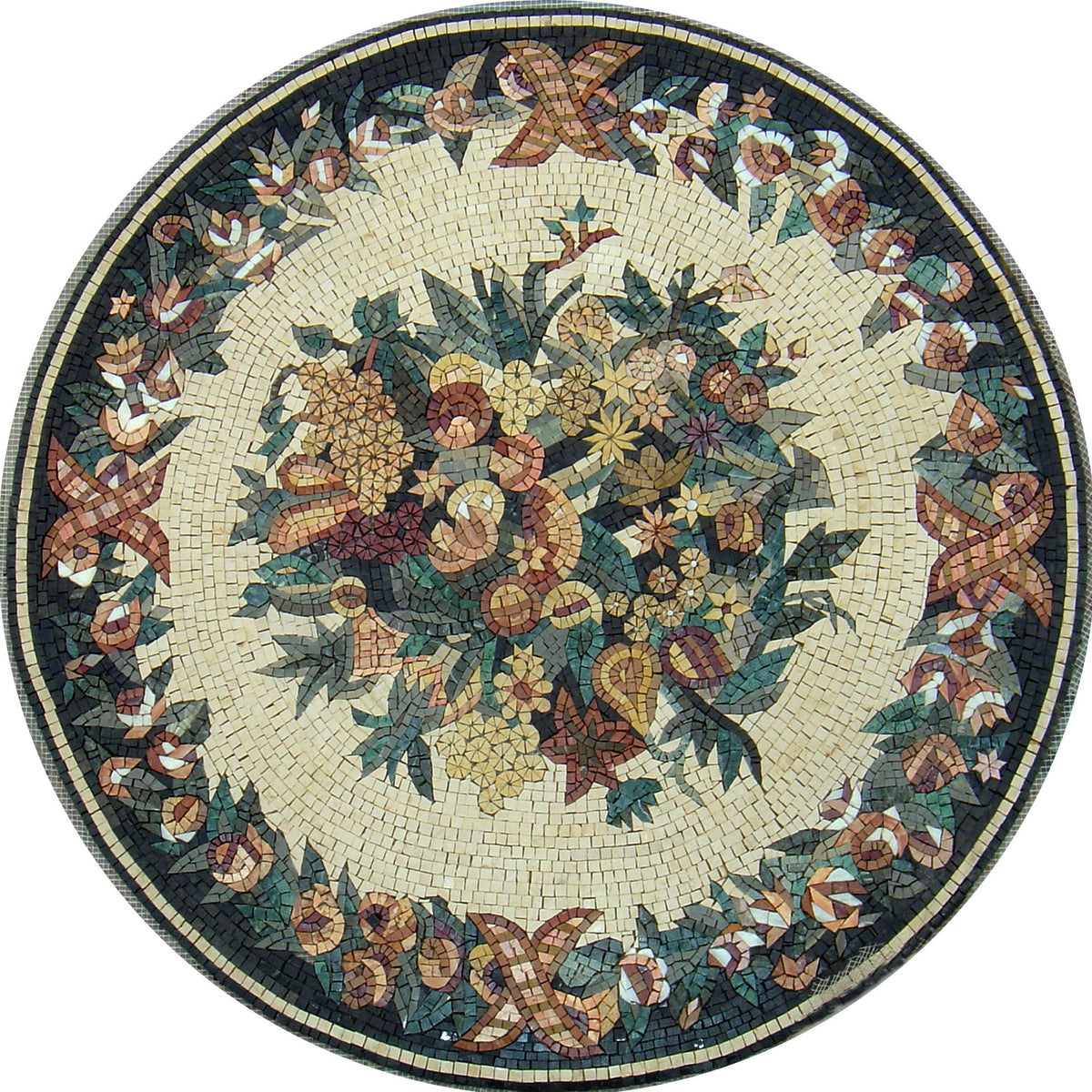 Handmade Floral Elegance: Medallion Marble Mosaic Art Tile for Timeless Stone Décor - Customization available