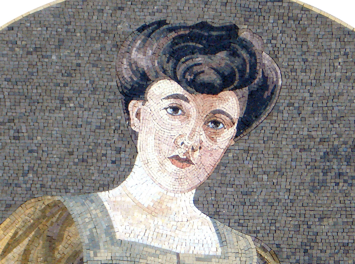 Handmade Edwardian Lady Marble Mosaic Tile Art: 52” x 32”