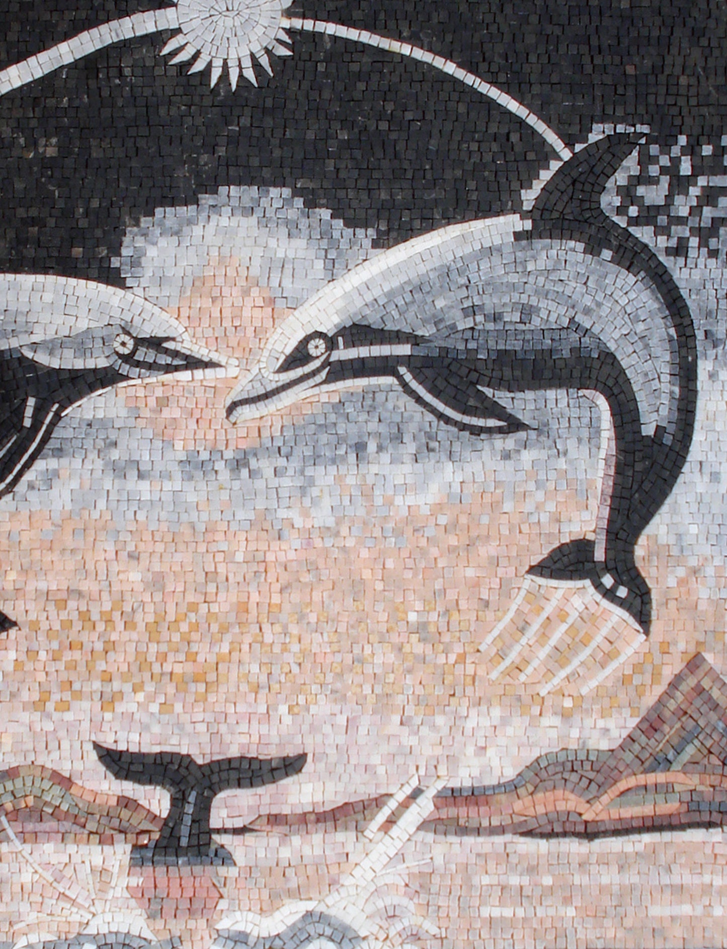 Handmade Dolphin Mosaic Mural: Sea Animal Wall Art (52” x 40")