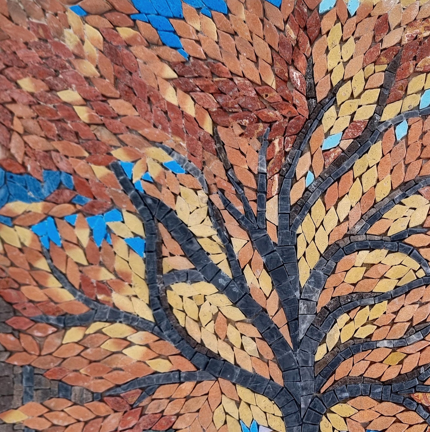 20"x20" Tree Mosaic Backsplash – Custom Handmade Marble Tile Art, Nature-Inspired Kitchen Decor, Customization Available
