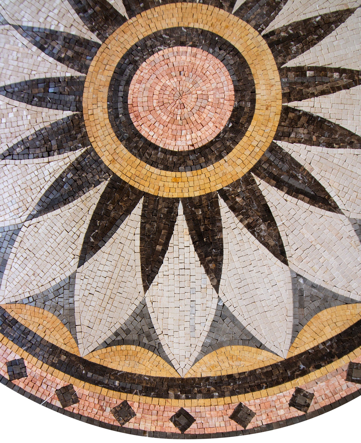 Seafaring Splendor - 32" Handmade Nautical Rose Compass Round Mosaic Art Tile - Customization available