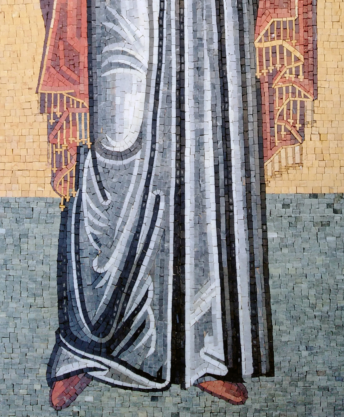 Handmade Virgin Mary and Jesus Marble Mosaic Art Mural