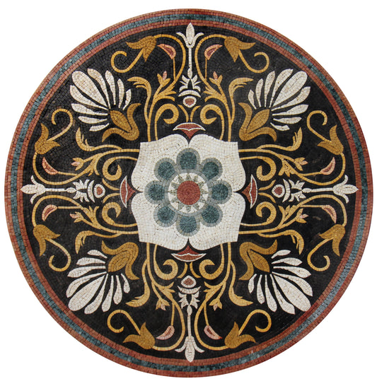 Gilded Artistry - Gold Leafy Art Nouveau Patterned Mosaic Medallion - Customization available