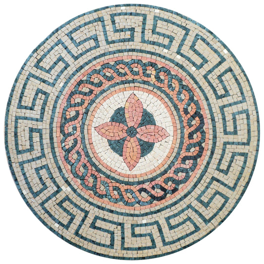 24'' Handmade Vibrant Medallion Marble Mosaic Art Tile for Colorful Decor - Customization available