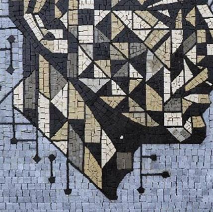 Robot Head Mosaic Wall Art – Custom Mechanical Sci-Fi Marble Tile Décor- Customization Available