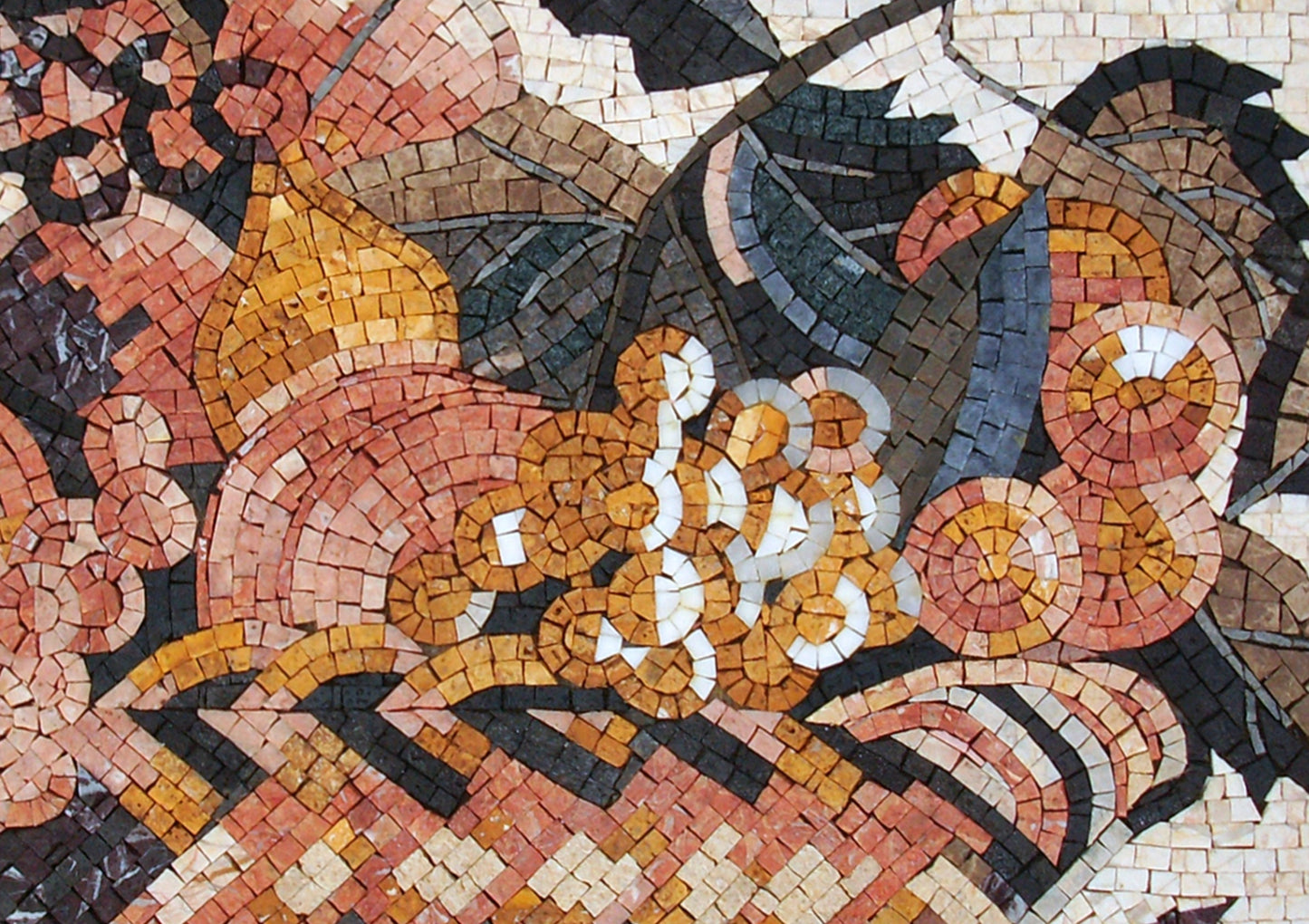 MOSAIC KITCHEN BACKSPLASH -Woven Fruit Basket Still-Life Marble Mosaic Wall Work art