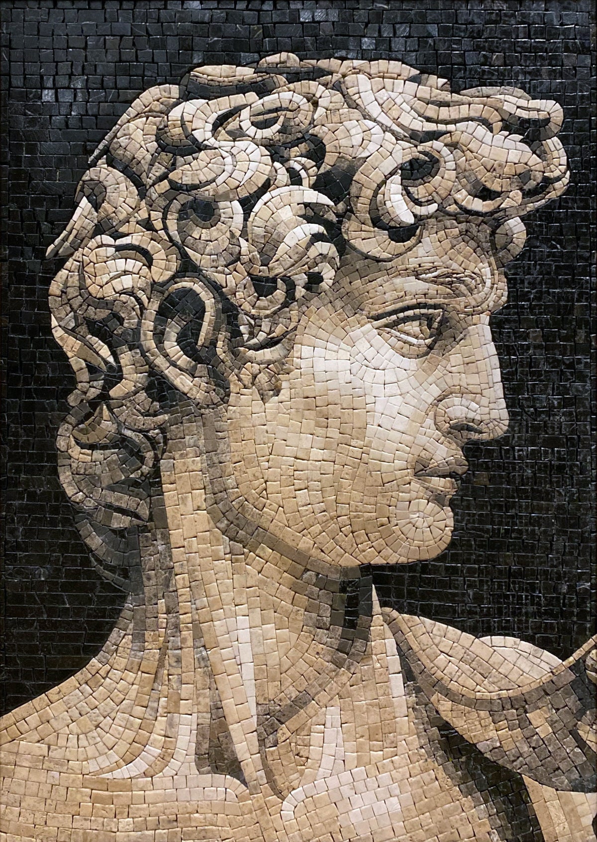 David of Michelangelo Mosaic Tile Art: Handmade Marble Reproduction
