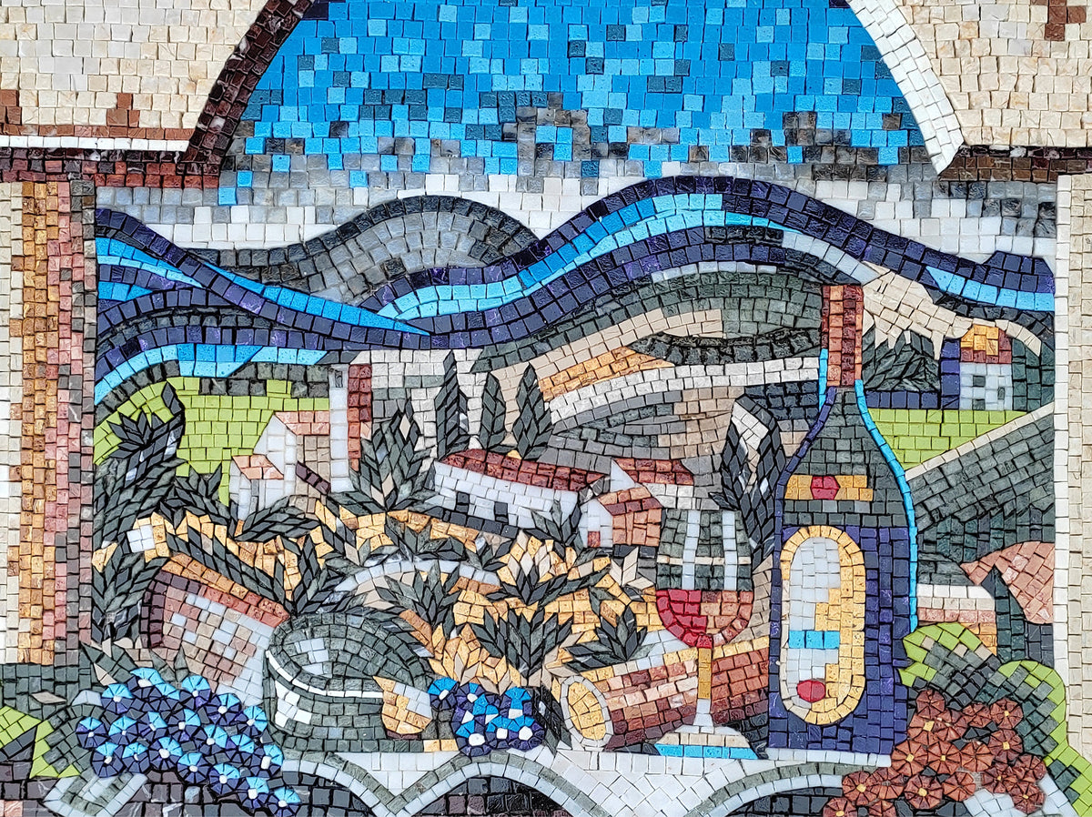 Handmade Wine & Grapes Marble Mosaic Tile Art: Kitchen Backsplash