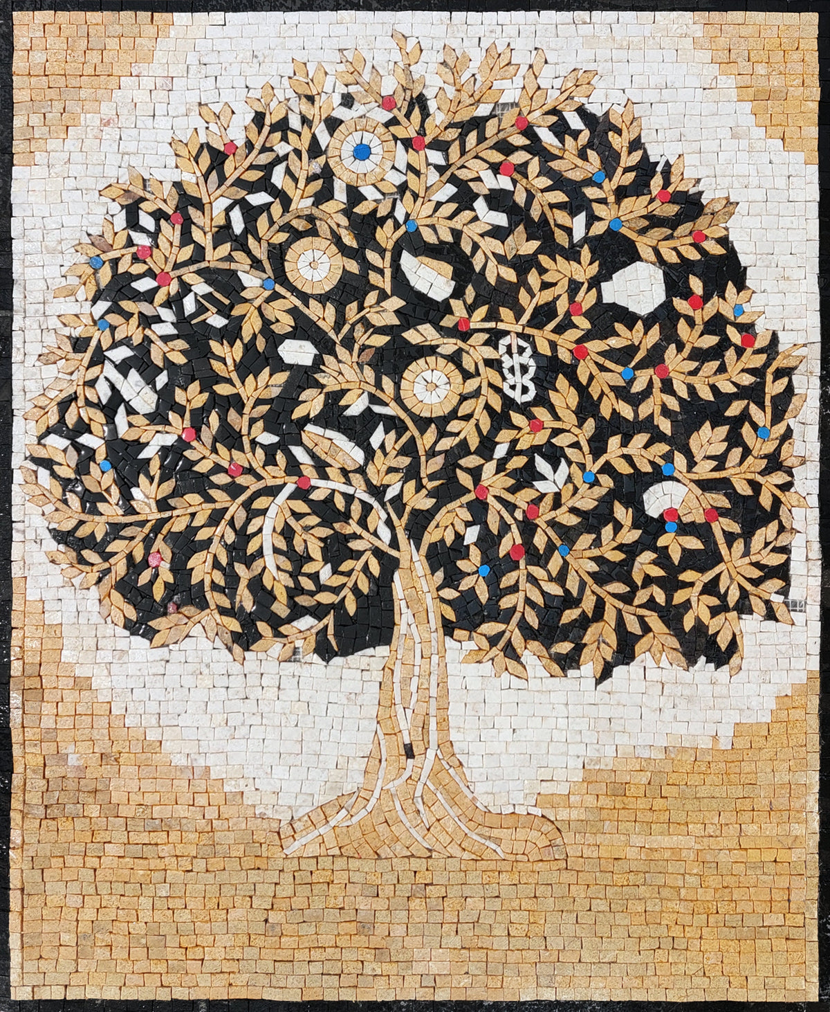 Olive Tree Backsplash Marble Mosaic Tiles. Customization. Handcrafted Roman Mosaics