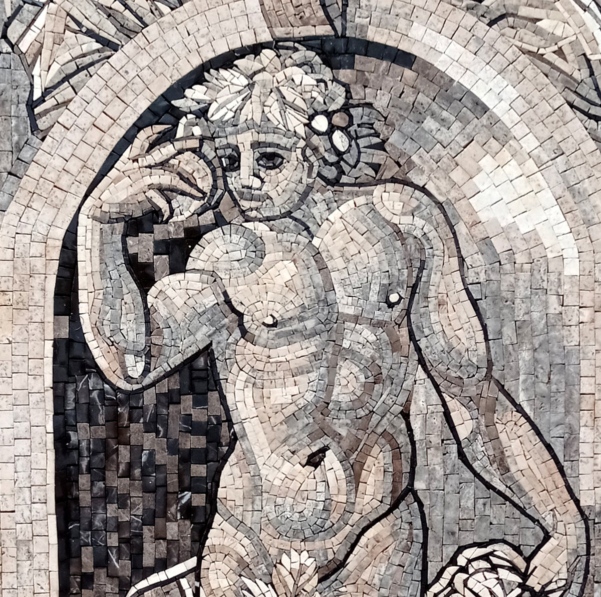 Dionysus Mosaic Tile: Handmade Greek God Bacchus Art (60” x 36”)