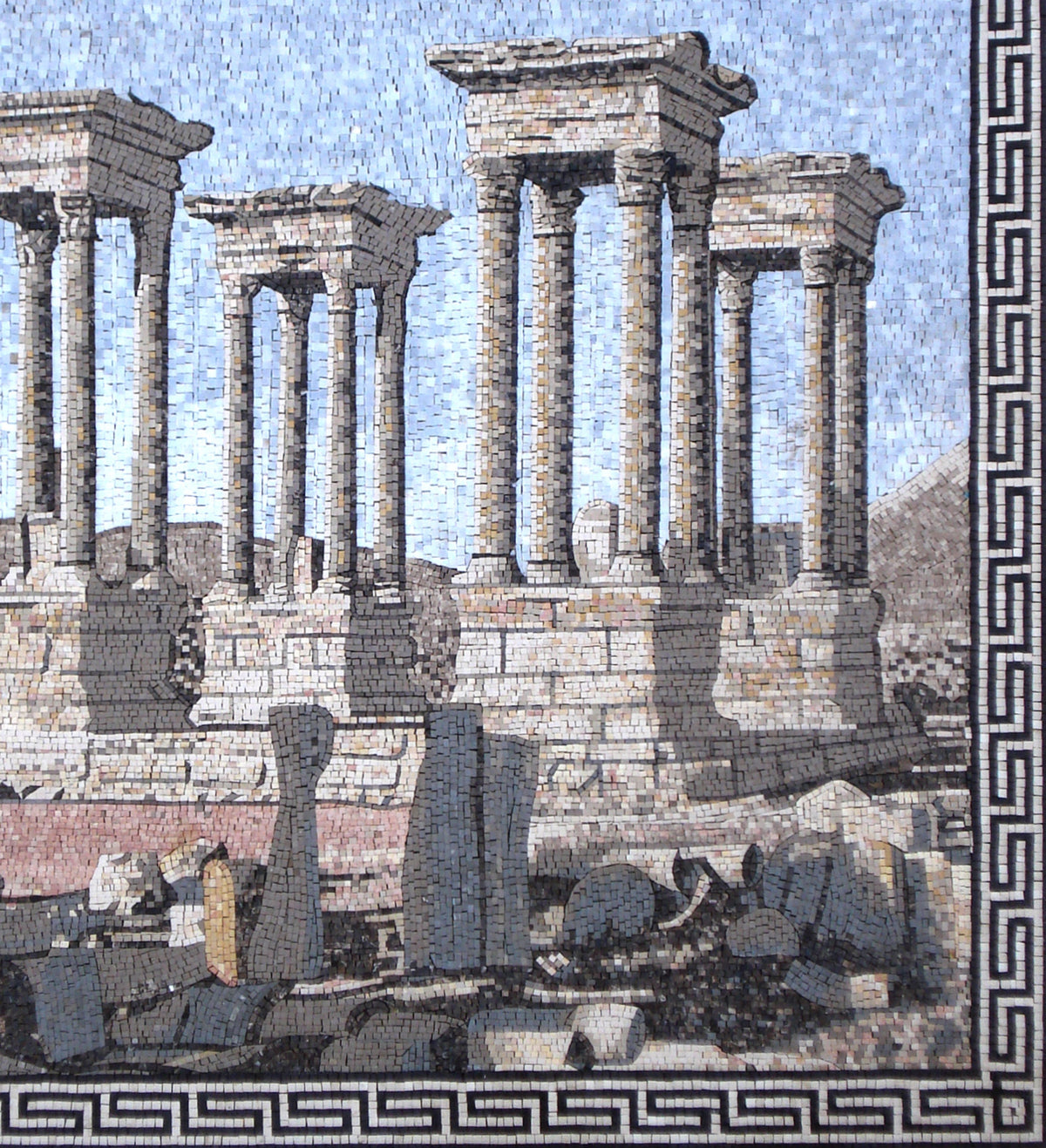 Handmade Palmyra Temple Mosaic Tile Art: Stone & Marble Wall Decor