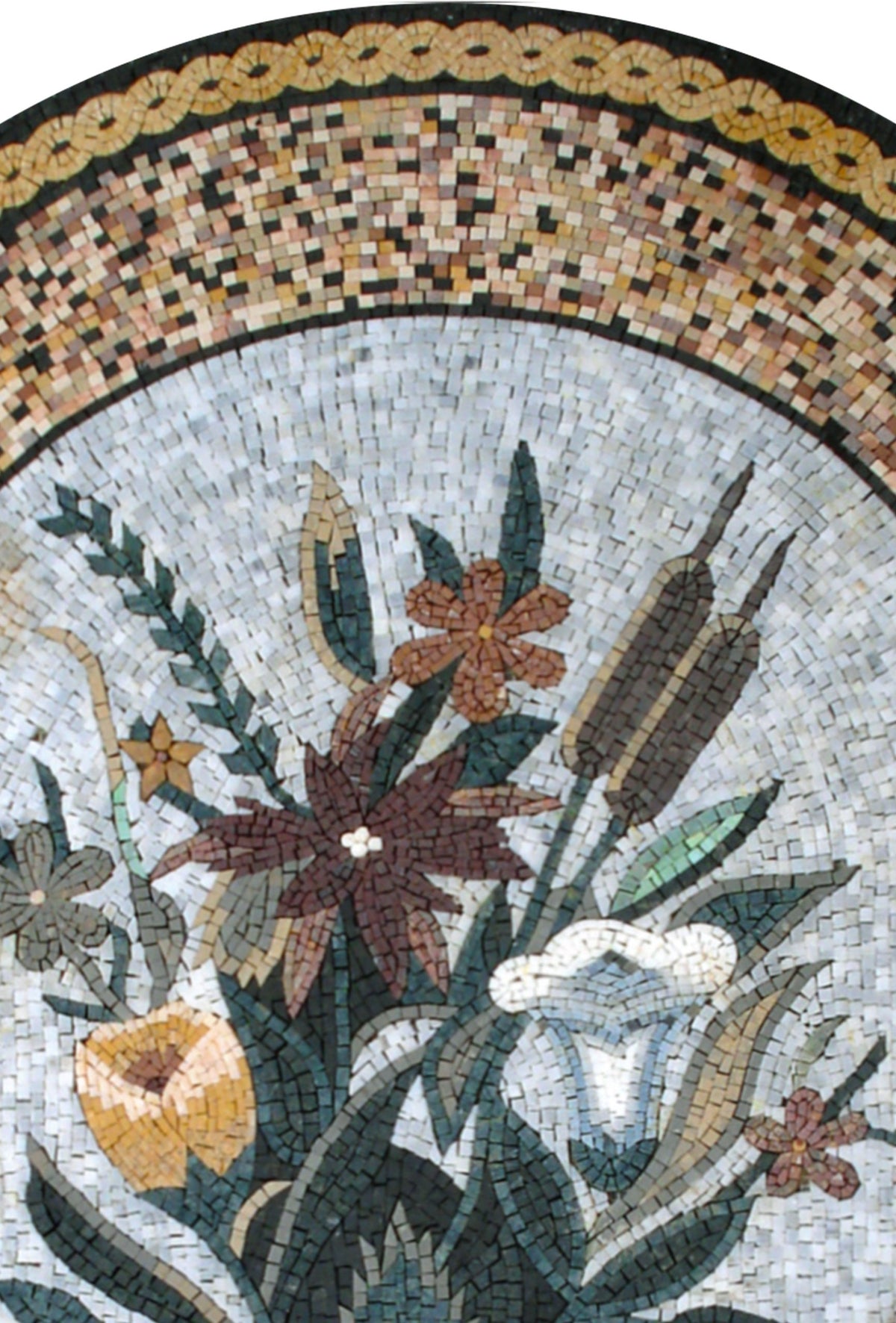 48" Handmade Marble Mosaic Flower Rose Vase Wall Art Home Décor