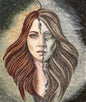 Gemini Zodiac Mosaic Tile Art: Handmade Marble Stone Portrait