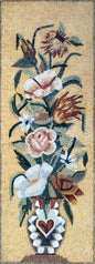Handmade Marble Mosaic Art: Vertical Flower Vase Wall Decor (56” x 20")