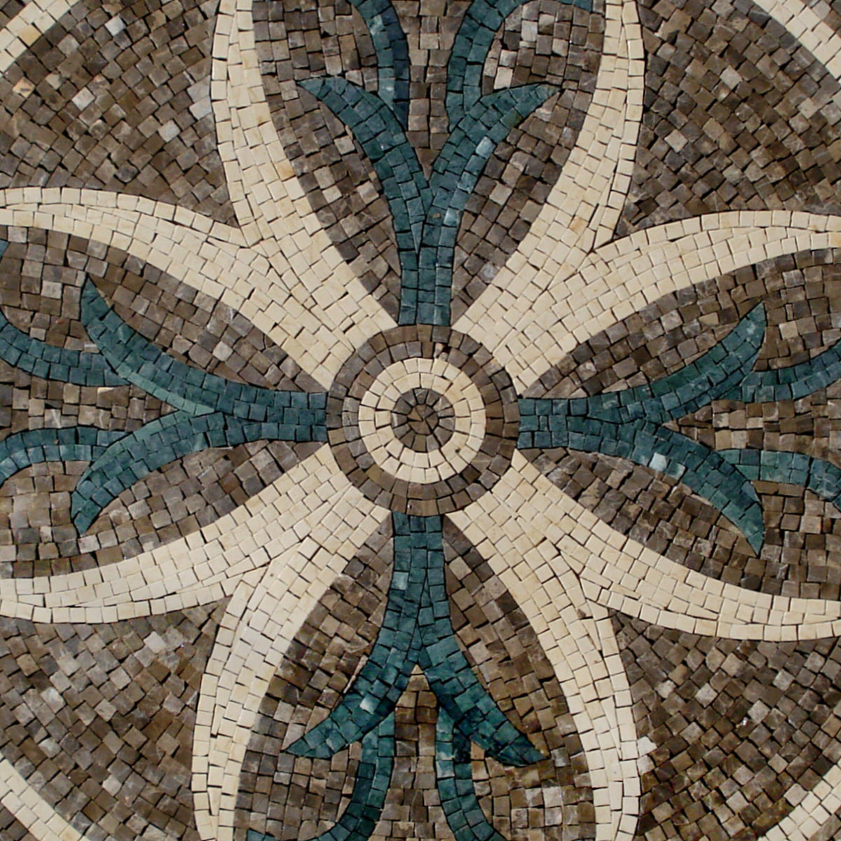 Handmade Marble Mosaic Medallion: Floral Stone Art Tile, 40-Inch