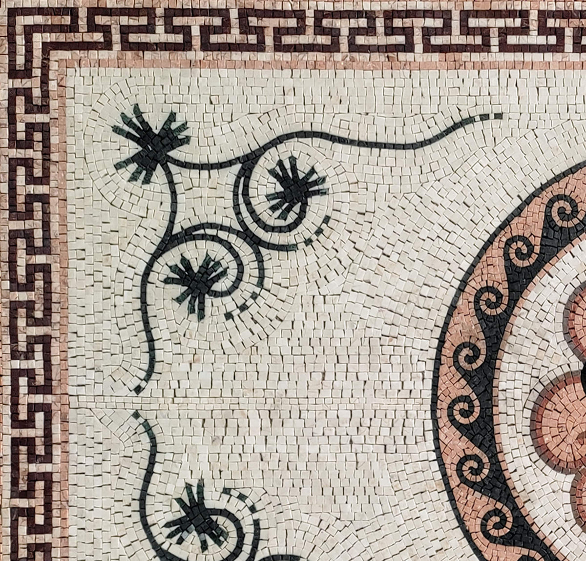 Handmade Floral Marble Mosaic Rug: Home Decor Mat (72” x 40")