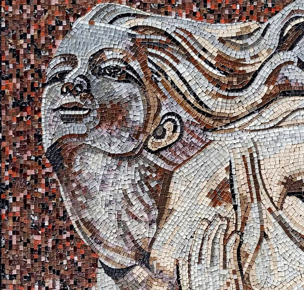 Handmade Woman Mosaic Tile Art: Elegant Hair Design, 36x36"