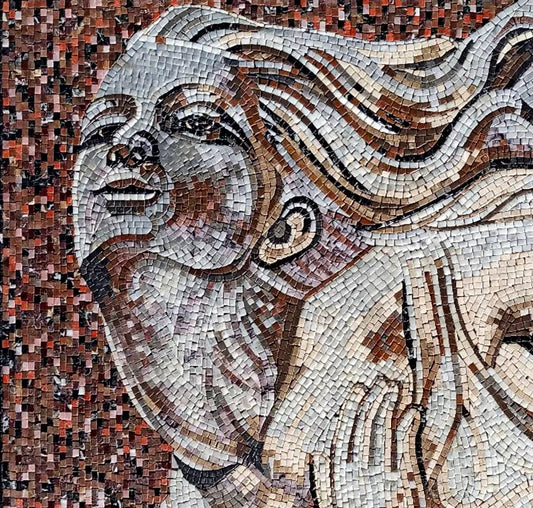 Handmade Woman Mosaic Tile Art: Elegant Hair Design, 36x36"