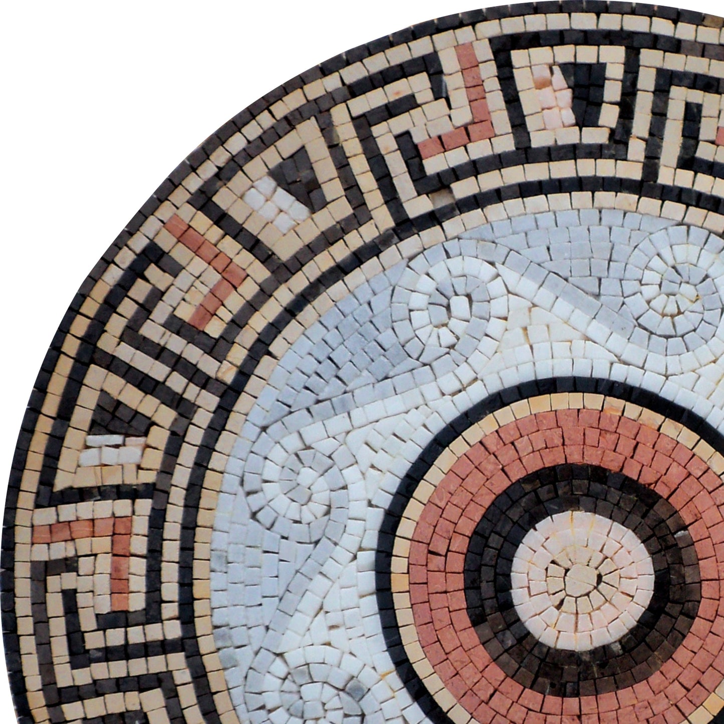 24" Handmade Radiant Sunburst Medallion: Exquisite Marble Mosaic Art Tile - Customization available