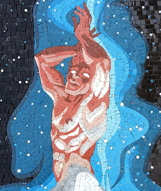 Virgo Zodiac Mosaic Tile Art: Handmade Marble Stone (30" x 25")