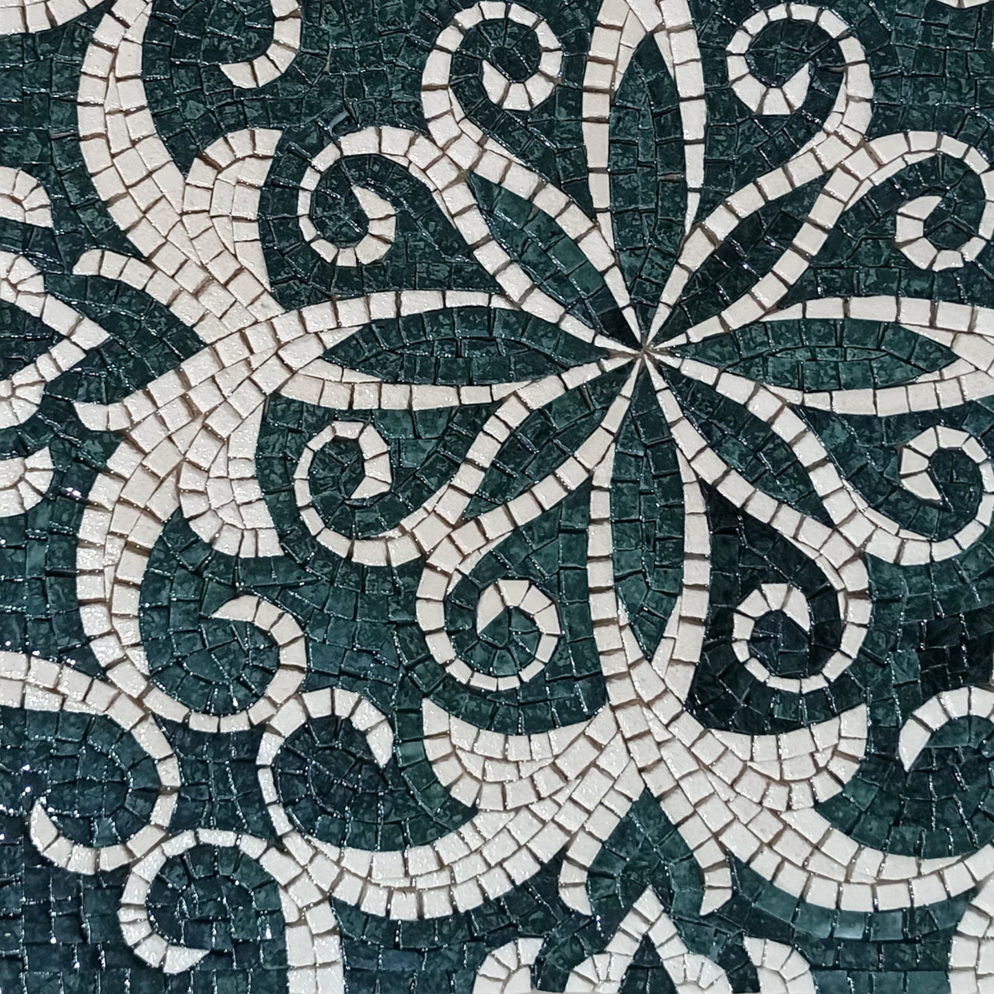 Botanical Medallion Mosaic Tile: Handmade Marble Backsplash (24”x 24")
