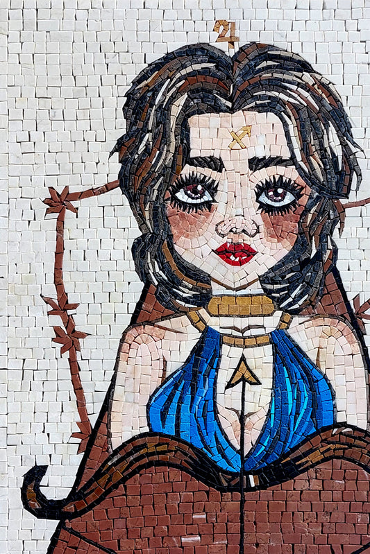 Handmade Sagittarius Mosaic Tile Art: Zodiac Girl Wall Decor