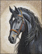 Black Horse Mosaic Tile Art: Marble Animal Portrait Backsplash