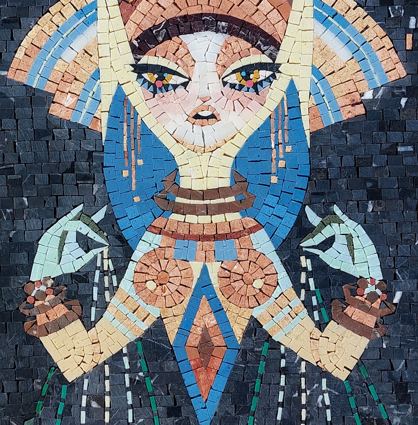 Handmade Libra Zodiac Mosaic Tile Art: Living Room Wall Decor