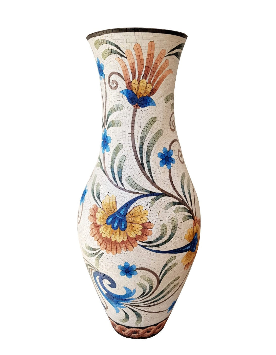 Handmade Marble Stone Mosaic Vase: Floral Home Decor