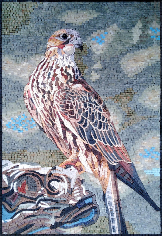 FALCON ART TILES| Wild Bird Mosaic Tiles And Backsplash For Living Room Walls| Falcon Artwork Tiles For Interior Hall And Rooms Decor