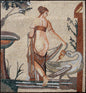 Handmade Leda and the Swan Mosaic Mural: Marble Tile Art (44” x 40")