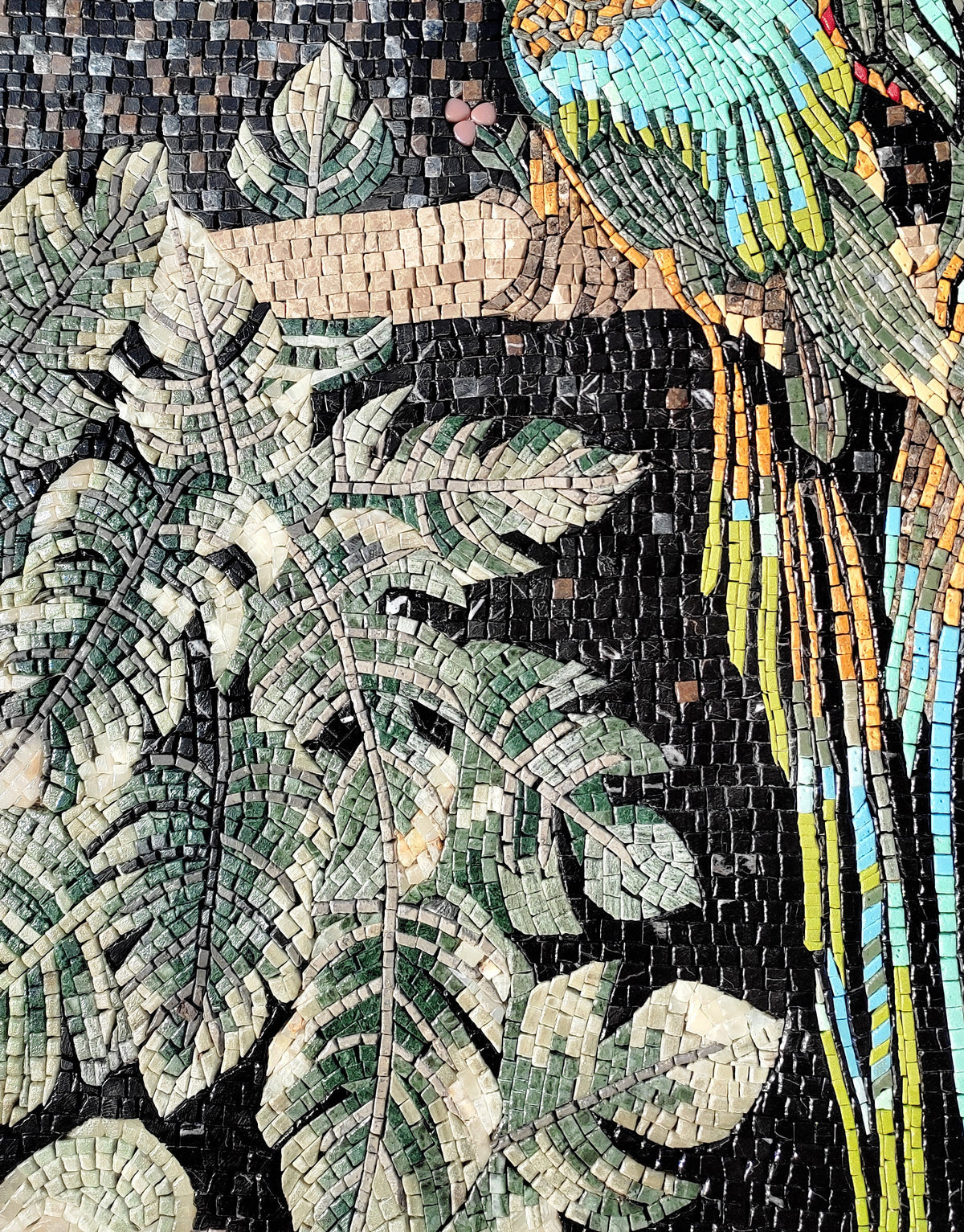 Handmade Macaw Parrot Mosaic Tile Art: Colorful Stone Wall Decor