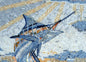 Handmade Swordfish Mosaic Tile Art: Nautical Wall Decor (32" x 24")