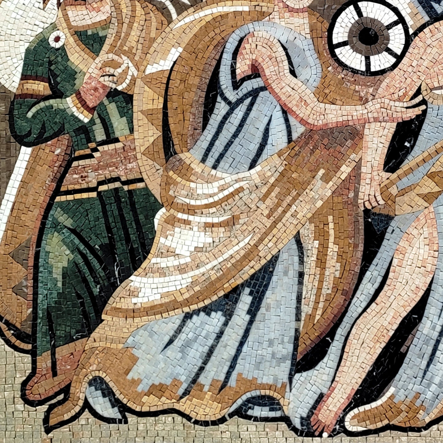 Handmade Roman Emperor Mosaic Mural: Ancient Art Reproduction